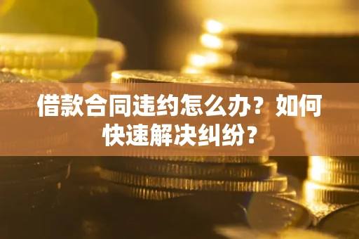 武汉借款合同违约怎么办？如何快速解决纠纷？