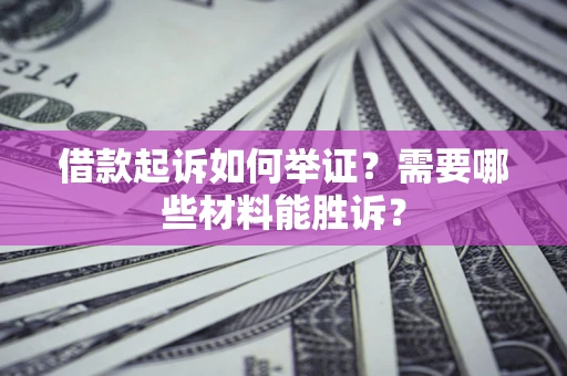 武汉借款起诉如何举证？需要哪些材料能胜诉？